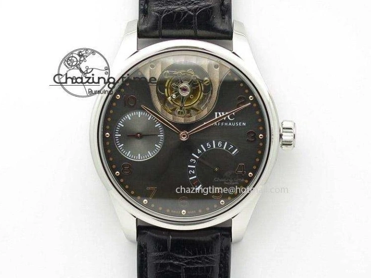 MIROTIME 0108 Portuguese Real PR Real Annual Calendar IW503502 ZF 1:1 Best Edition Black Dial Steel Markers on Black Leather Strap A StreetReady 7134